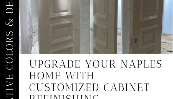 Kitchen cabinets refinished in Naples, FL with a modern white finish and sleek hardware