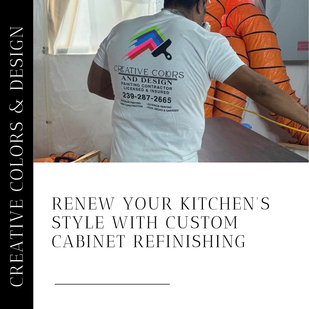 Custom kitchen cabinet refinishing by Creative Colors and Design in Naples, Florida