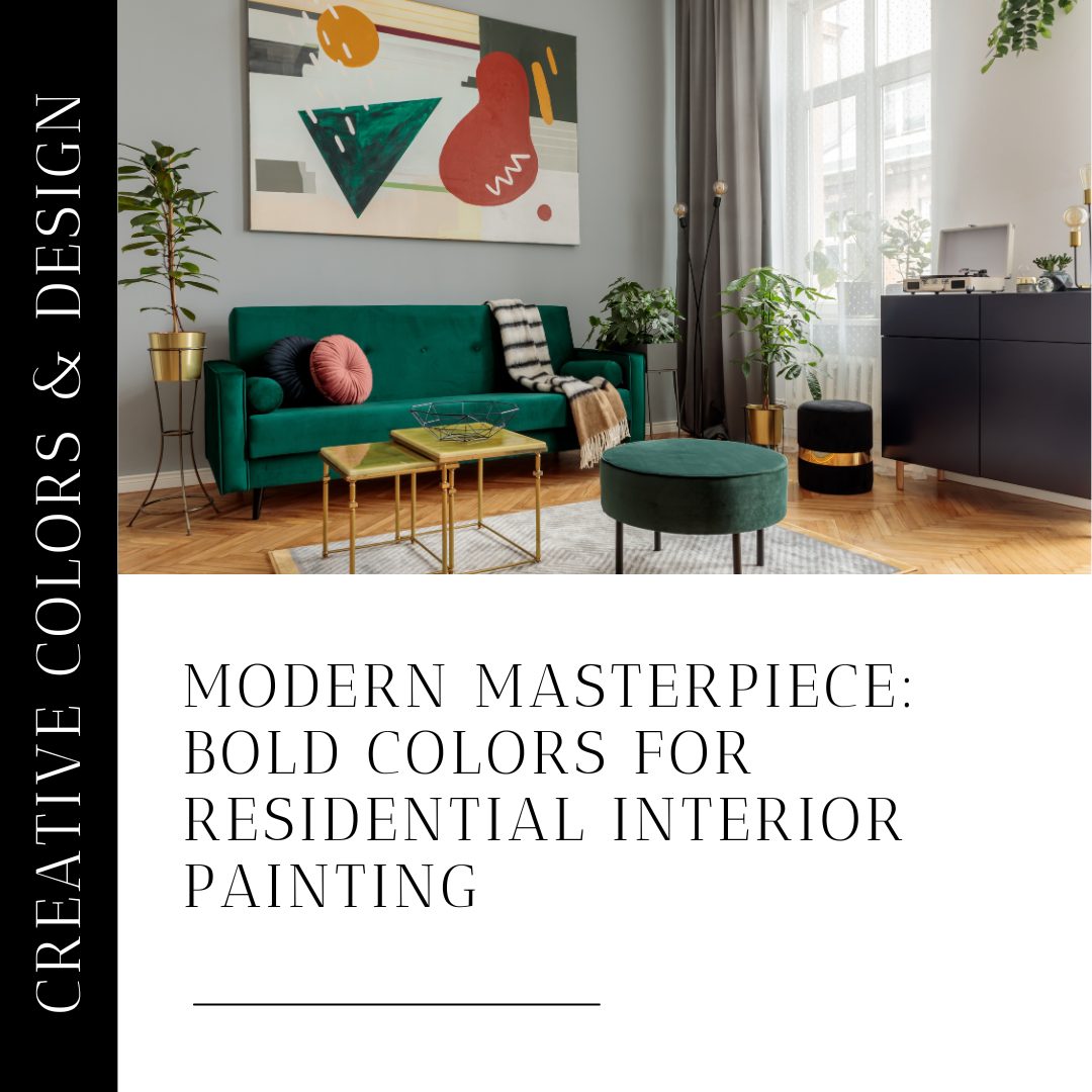 Modern residential interior painted in bold jewel tones and vibrant accent walls in Naples, Florida