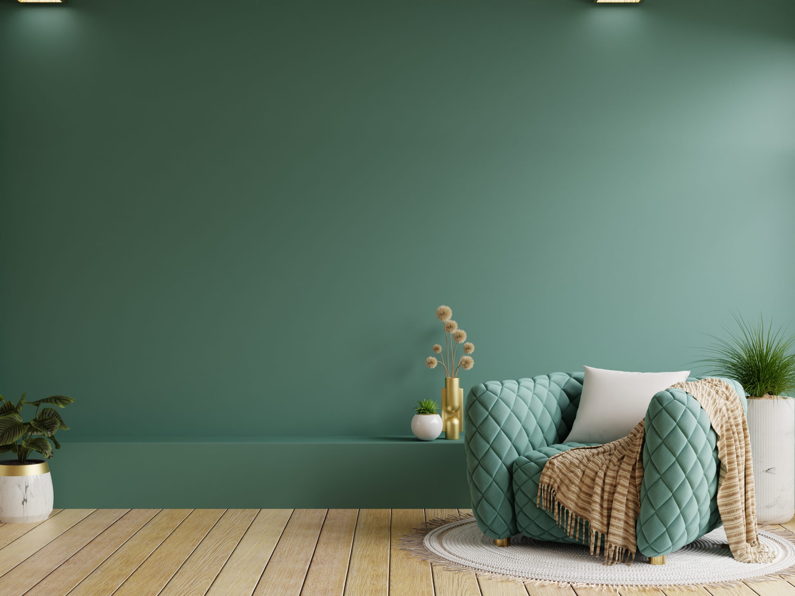 Relaxing green color palette applied in a Naples, FL home to create a calm, nature-inspired interior through professional painting and color consulting.